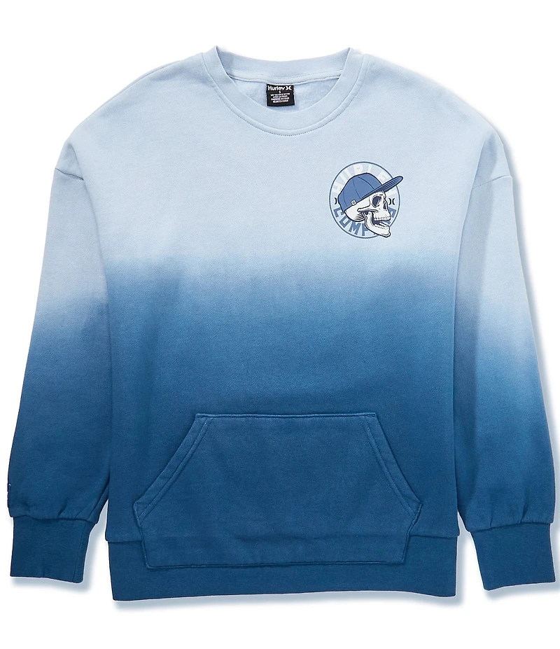 Hurley Big Boys Long-Sleeve Dip-Dyed Oversized Brushed-Back Fleece Sweatshirt