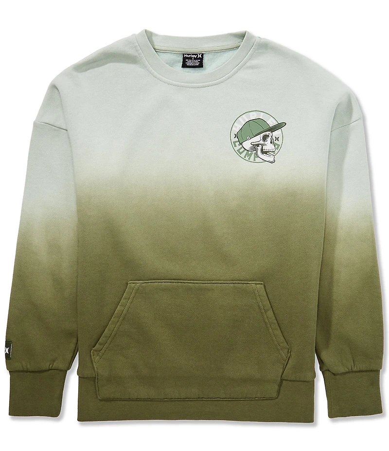 Hurley Big Boys Long-Sleeve Dip-Dyed Oversized Brushed-Back Fleece Sweatshirt