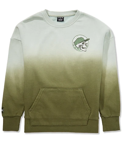 Hurley Big Boys Long-Sleeve Dip-Dyed Oversized Brushed-Back Fleece Sweatshirt