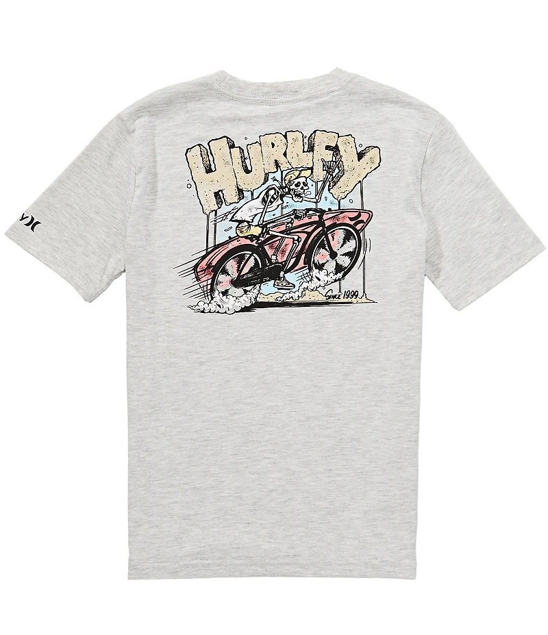 Hurley Big Boys Short Sleeve Skeleton Biker Heathered Jersey T-Shirt