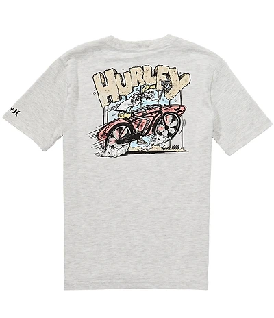 Hurley Big Boys Short Sleeve Skeleton Biker Heathered Jersey T-Shirt