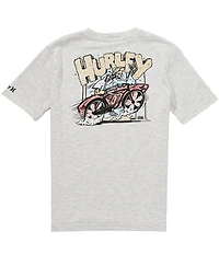 Hurley Big Boys Short Sleeve Skeleton Biker Heathered Jersey T-Shirt