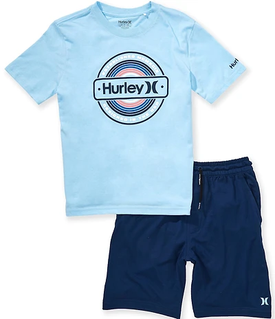 Hurley Big Boys Short Sleeves Graphic T-Shirt & Shorts 2-Piece Set