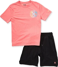 Hurley Big Boys Short Sleeves Graphic T-Shirt & Shorts 2-Piece Set