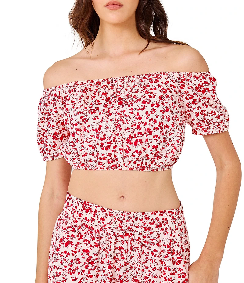 Hurley Carefree Floral Print Crop Blouse