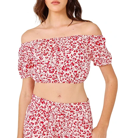 Hurley Carefree Floral Print Crop Blouse