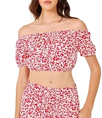 Hurley Carefree Floral Print Crop Blouse