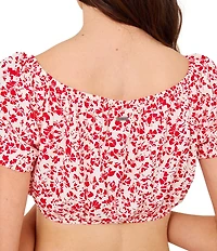 Hurley Carefree Floral Print Crop Blouse