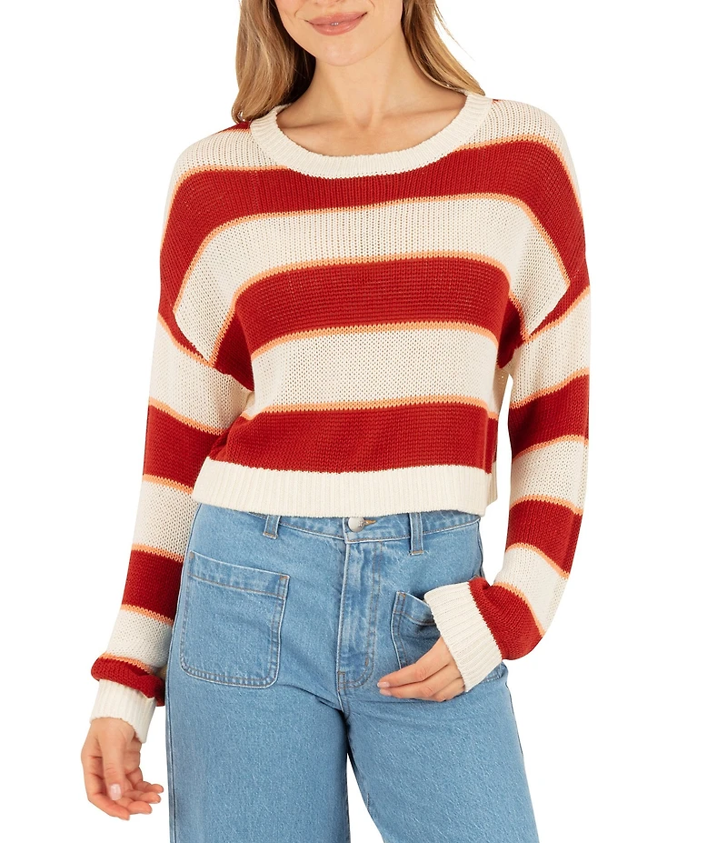 Hurley Delta Striped Cropped Knit Sweater