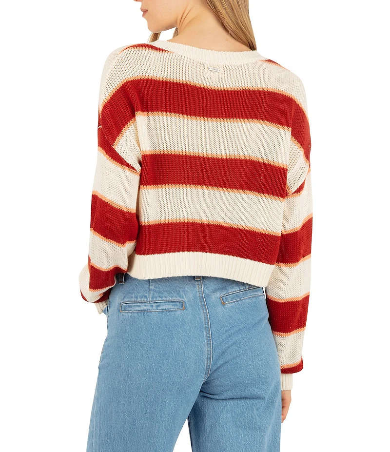 Hurley Delta Striped Cropped Knit Sweater