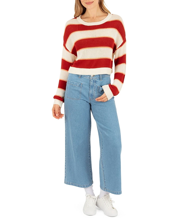 Hurley Delta Striped Cropped Knit Sweater