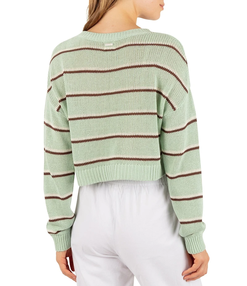 Hurley Delta Striped Cropped Knit Sweater