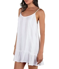 Hurley Dobby Gauze Stripe Scoop Neck Mini Dress Swim Cover-Up