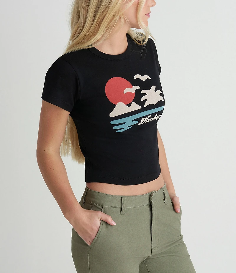 Hurley El Dorado Short Sleeve Cropped Graphic Baby Rib Knit T-Shirt
