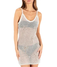 Hurley Embroidered Crochet Palm Tree V-Neck Dress Swim Cover-Up