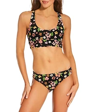 Hurley Hibiscus Dream Floral Side Fixed Straps Moderate Hipster Swim Bottom