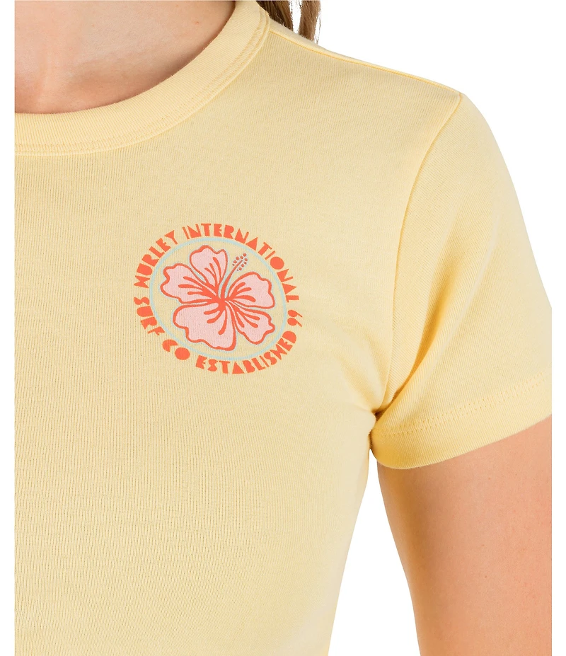 Hurley Hibiscus Stamp Short Sleeve Ribbed Knit Baby T-Shirt