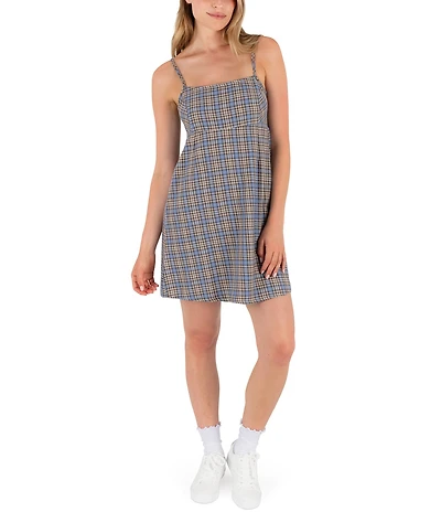 Hurley Isla Plaid Smocked Back Dress