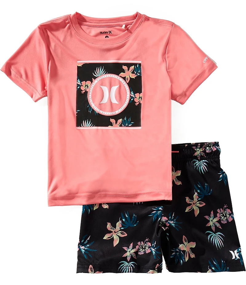 Hurley Little Boys H20-DRI 2-Piece Set Tropical Floral Swim Set
