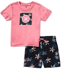 Hurley Little Boys H20-DRI 2-Piece Tropical Floral Swim Set