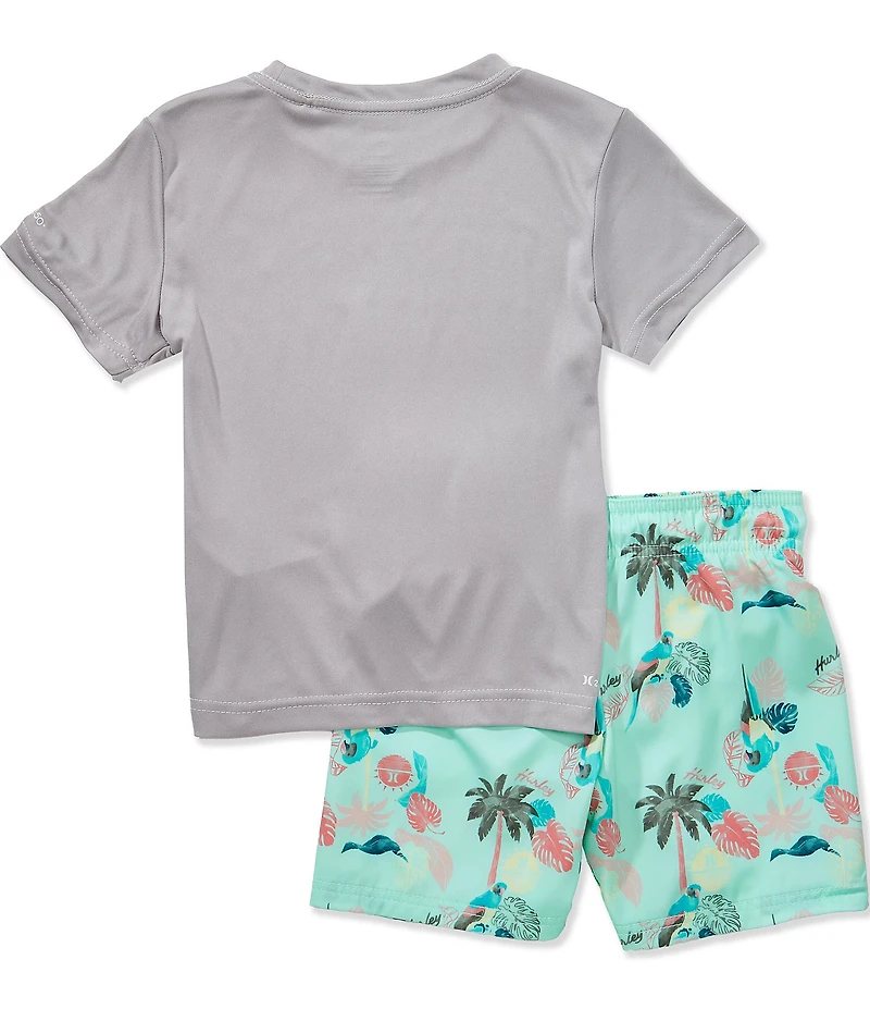Hurley Little Boys Short Sleeve Parrot Paradise Swim 2-Piece Set