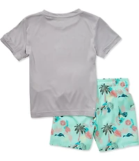 Hurley Little Boys Short Sleeve Parrot Paradise Swim 2-Piece Set