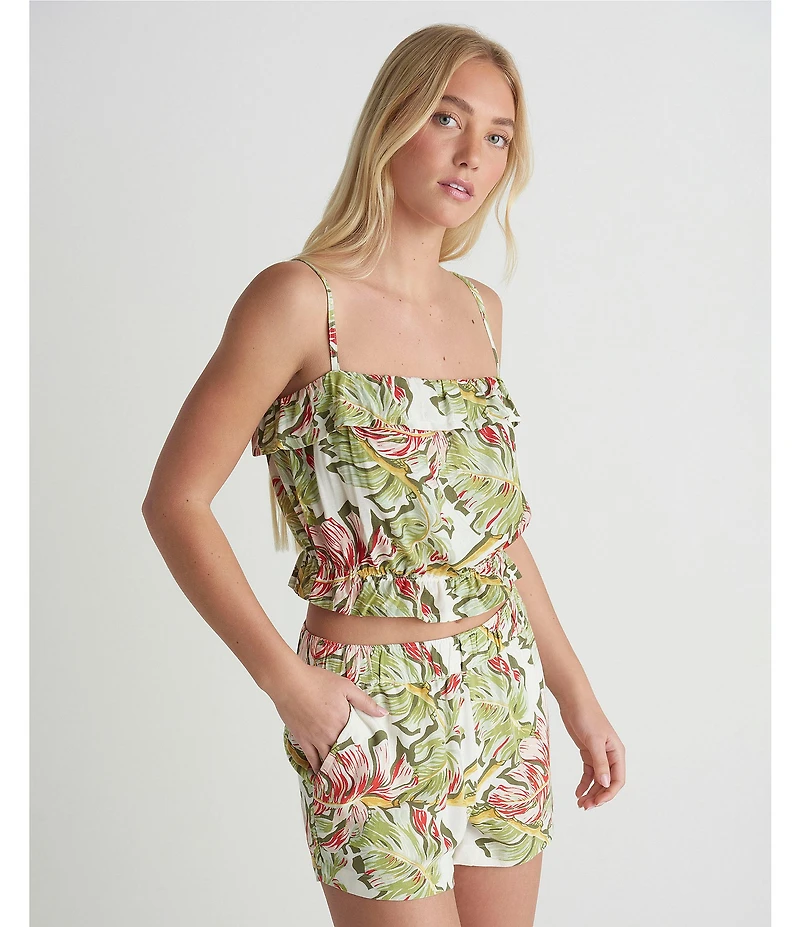 Hurley Malibu Sleeveless Floral Printed Cropped Camisole