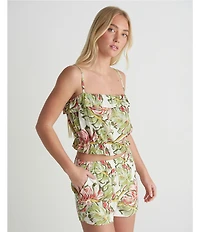Hurley Malibu Sleeveless Floral Printed Cropped Camisole
