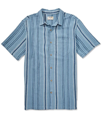 Hurley Oceanside Short Sleeve Striped Woven Linen-Blend Shirt