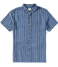 Hurley Oceanside Short Sleeve Striped Woven Linen-Blend Shirt
