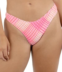 Hurley Ombre Plaid Scoop Waist Cheeky Swim Bottom