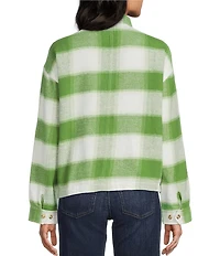 Hurley Roam Long Sleeve Plaid Flannel Boxy Shirt