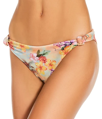 Hurley Scenic Sunset Floral Knotted Moderate Cheeky Swim Bottom