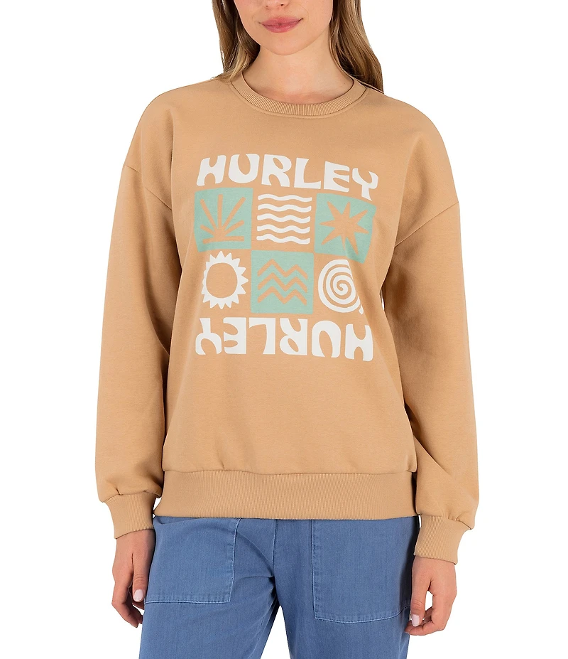 Hurley Segment Long Sleeve Oversized Fleece Sweatshirt