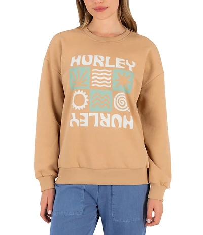 Hurley Segment Long Sleeve Oversized Fleece Sweatshirt