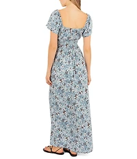 Hurley Short Sleeve Allover Floral Print Meadow Maxi Dress