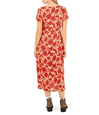 Hurley Short Sleeve Allover Print Floral Sunset Dress