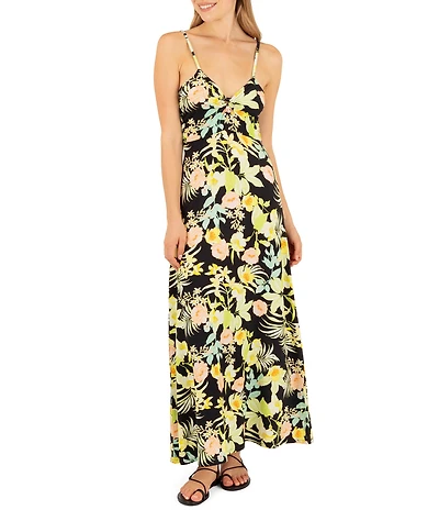 Hurley Spaghetti Strap Allover Floral Print Paradiso Maxi Dress