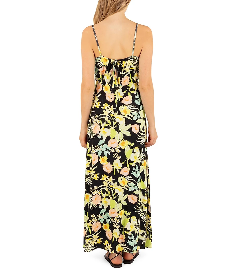 Hurley Spaghetti Strap Allover Floral Print Paradiso Maxi Dress