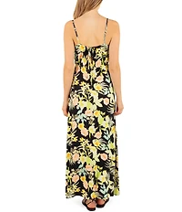 Hurley Spaghetti Strap Allover Floral Print Paradiso Maxi Dress