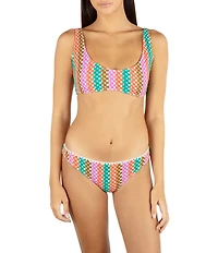 Hurley Stripe Crochet Scrunch Hipster Swim Bottom
