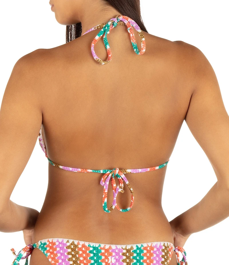 Hurley Stripe Crochet Scrunch Triangle Swim Top