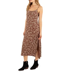 Hurley Studded Floral Sleeveless Midi Dress