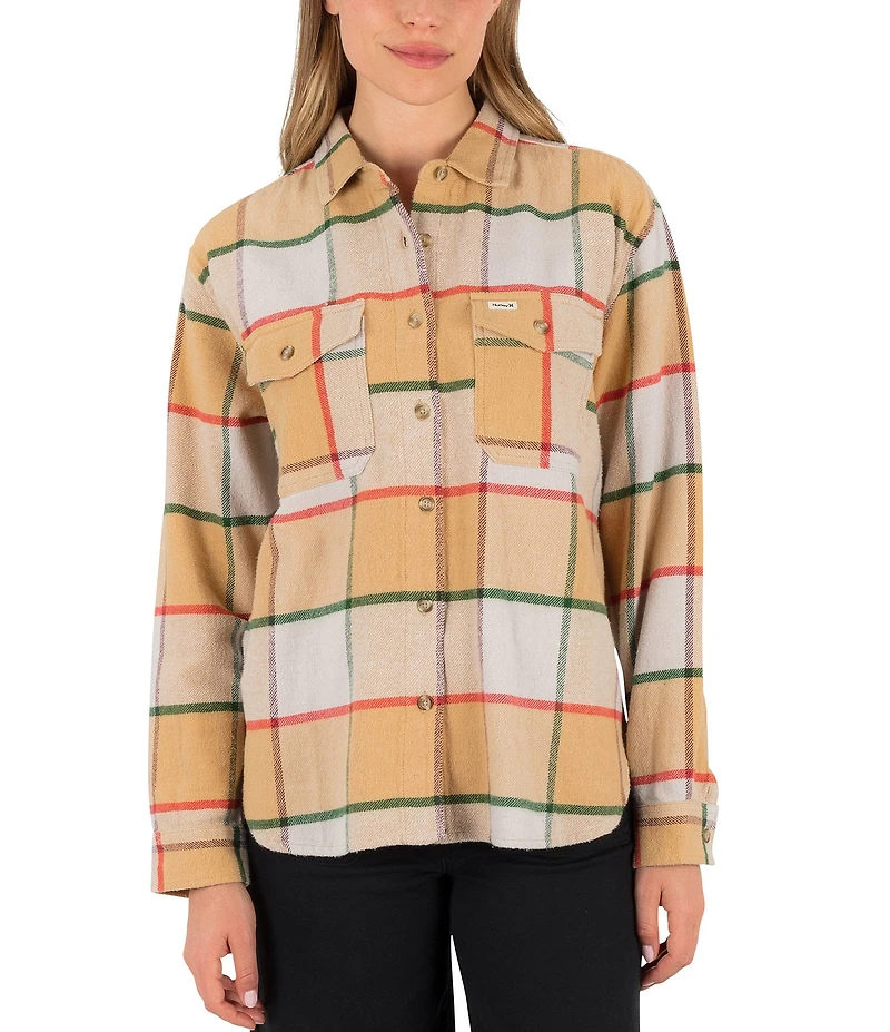Hurley Wander Long Sleeve Plaid Yarn Dyed Flannel Woven Shirt