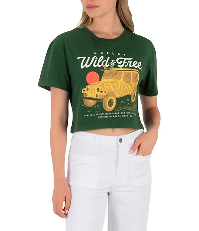 Hurley Wild And Free Short Sleeve Cropped Boxy T-Shirt