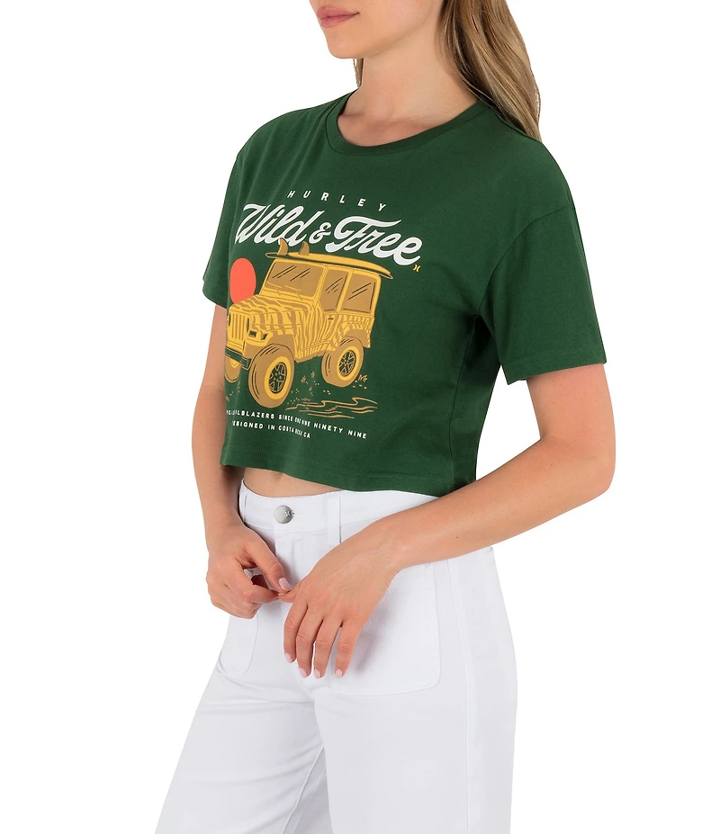 Hurley Wild And Free Short Sleeve Cropped Boxy T-Shirt