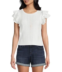 I.N San Francisco Crewneck Flutter Sleeve Sweater