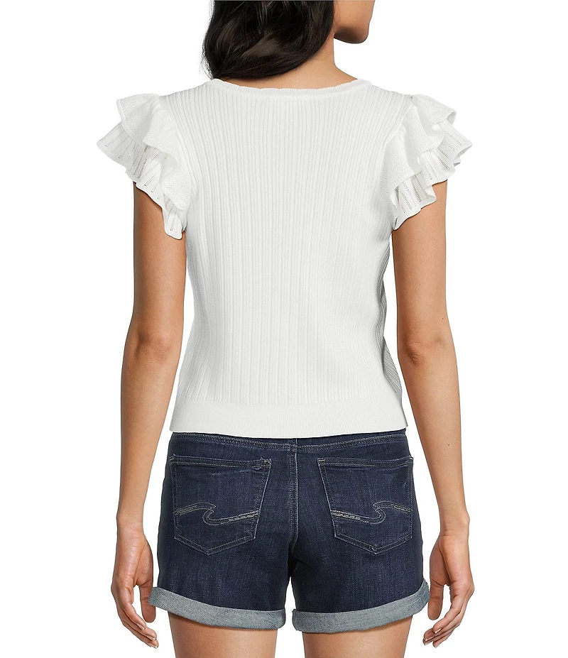 I.N San Francisco Crewneck Flutter Sleeve Sweater