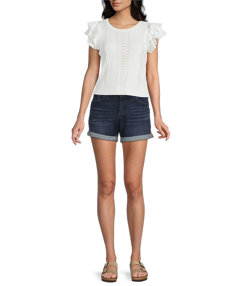 I.N San Francisco Crewneck Flutter Sleeve Sweater