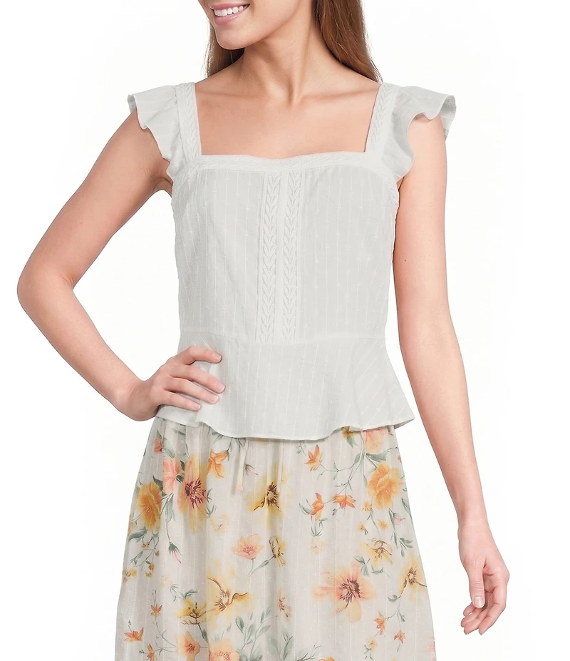 I.N San Francisco Flutter Sleeve Peplum Top